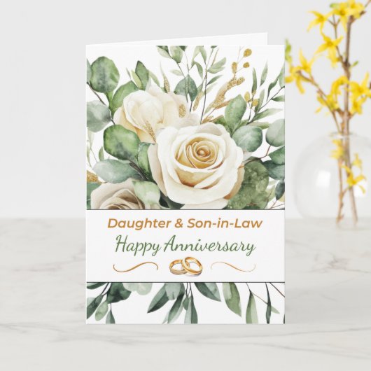 Dochter en zoon in de wet bruiloft Jubileum Rozen Kaart (Gele Bloem)