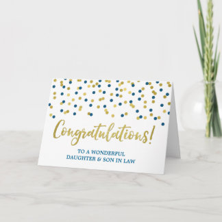 Dochter en zoon in de wet gefeliciteerd met blauw  kaart