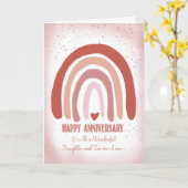 Dochter en Zoon in Recht Jubileum Zacht Roze Kaart (Gele Bloem)