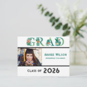 Dochter Foto Afstuderen Middelbare School 2026 Briefkaart (Staand voorkant)