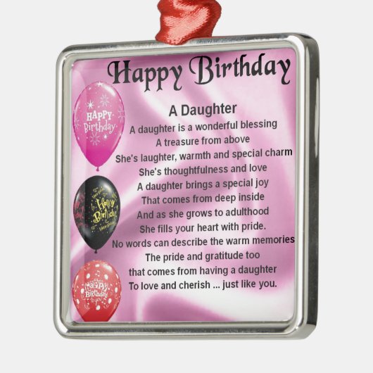dochter gedicht blije verjaardag metalen ornament (Links)