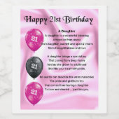 Dochter Gedicht Wijnflesje Label - 21ste Verjaarda Wijn Etiket (Enkel label)
