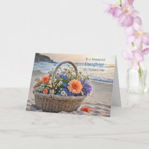 Dochter Gefeliciteerd Moederdag met Mandje Bloemen Kaart