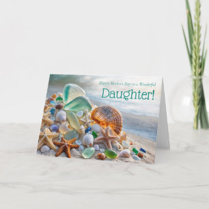Dochter Gefeliciteerd Moederdag met schelpen Kaart