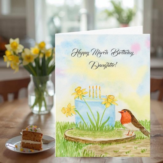 Dochter Gelukkige Maart Verjaardag Narcissen Kaart