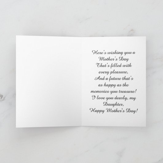 Dochter / Gelukkige Moederdag - Bloemen en Vogel Kaart (Binnen)