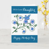 Dochter / Gelukkige Moederdag - Bloemen en Vogel Kaart (Gele Bloem)
