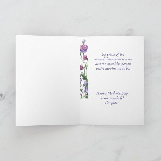 Dochter Gelukkige Moederdag Kleurrijke Tuin Bloeme Feestdagen Kaart (Binnen)