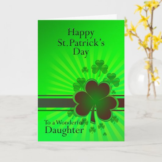 Dochter, Gelukkige St Patrick dagkaart Kaart (Gele Bloem)