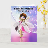 Dochter, Gelukkige Verjaardag schattig feeëndansen Kaart (Gele Bloem)