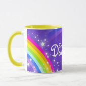 Dochter gepersonaliseerde regenboog paarse roze mo mok (Links)