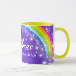 Dochter gepersonaliseerde regenboog paarse roze mo mok