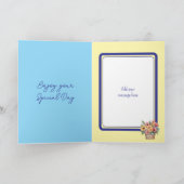 Dochter gerbera blauw geel verjaardag kaart (Binnen)