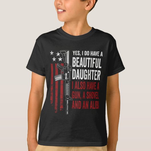 Dochter geweer schep Alibi - Grappige moeder vader T-shirt (Voorkant)