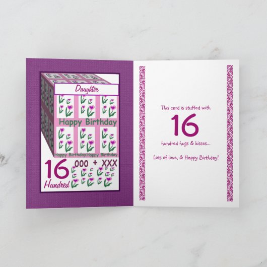 DOCHTER - Happy 16th Birthday Kaart (Binnen)
