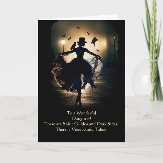 Dochter Happy Halloween Witch Voodoo Kaart (Voorkant)