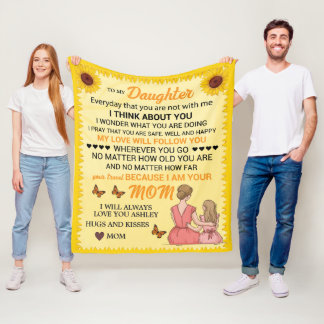 Dochter Heartfelt Zonnebloemen gepersonaliseerd Fleece Deken