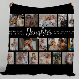 Dochter Herdenking 18 Foto Collage Fleece Deken