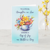 Dochter in de wet Cup of Joy Flowers Moederdag Kaart (Gele Bloem)