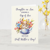 Dochter in de wet Eerste Moederdag Beker van Liefd Kaart (Gele Bloem)