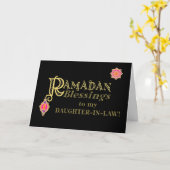 Dochter in de wet Ramadan Blessings Gold op zwart Kaart (Gele Bloem)