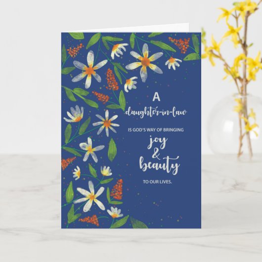 Dochter in de wet Religieuze Dag Daisies Kaart (Gele Bloem)