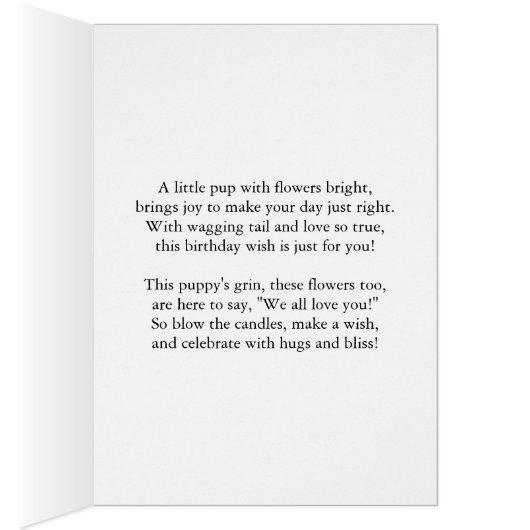 Dochter in de wet Verjaardag Puppy en bloemen (Binnen (Rechts))