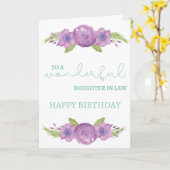 Dochter in de wet verjaardagskaart - Purple Flower Kaart (Gele Bloem)