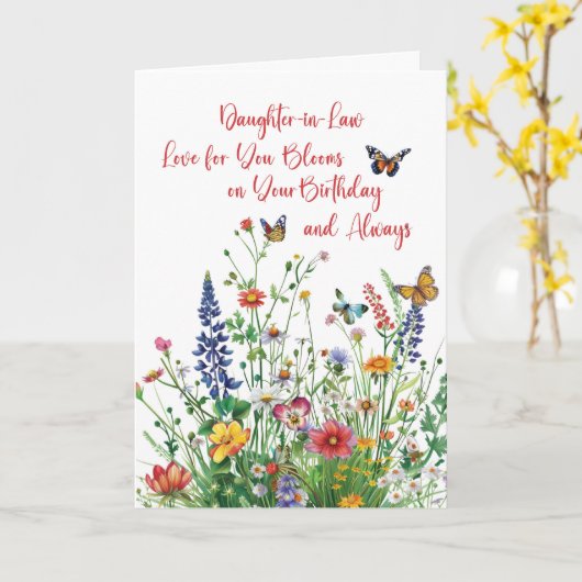 Dochter in de wet Verjaardagsliefde in bloei Wildf Kaart (Gele Bloem)