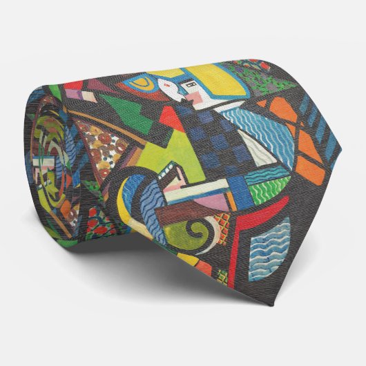 Dochter in een Rocker - Sayen Modern Kunst Stropdas (Opgerold)