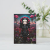 Dochter in een rozenveld briefkaart (Staand voorkant)