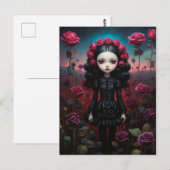 Dochter in een rozenveld briefkaart (Voorkant / Achterkant)