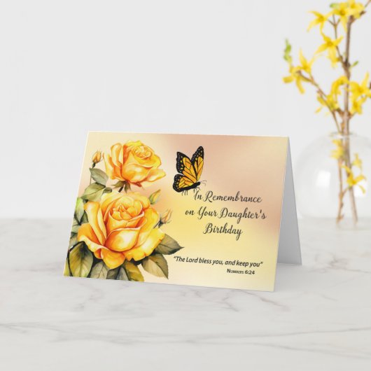 Dochter in herinnering op religieuze verjaardag kaart (Gele Bloem)