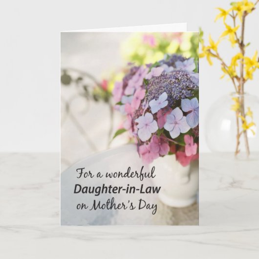 Dochter in Law Moederdag Bloemen Outdoor Tafel Kaart (Gele Bloem)
