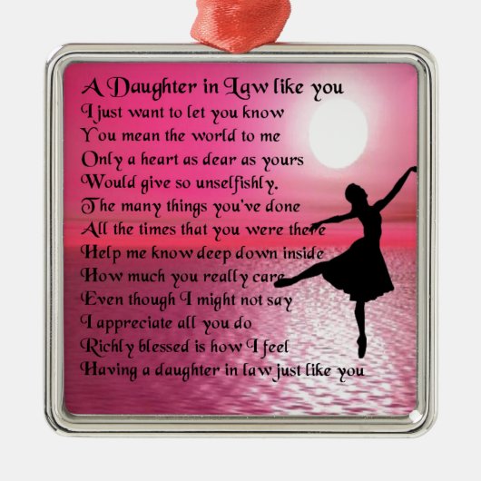 Dochter in Law Poem - Ballerina Metalen Ornament (Voorkant)