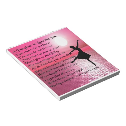Dochter in Law Poem - Ballerina Notitieblok (Schuin)