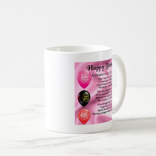 Dochter in rechtengedicht - Fijne verjaardag Koffiemok (Voorkant rechts)