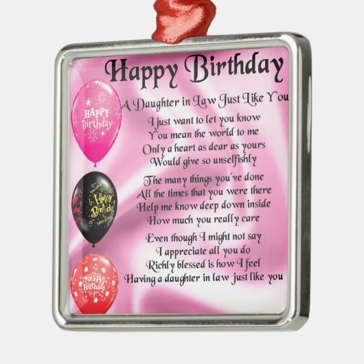 Dochter in rechtengedicht - Fijne verjaardag Metalen Ornament (Links)