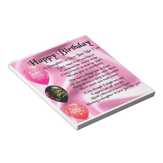 Dochter in rechtengedicht - Fijne verjaardag Notitieblok (Schuin)