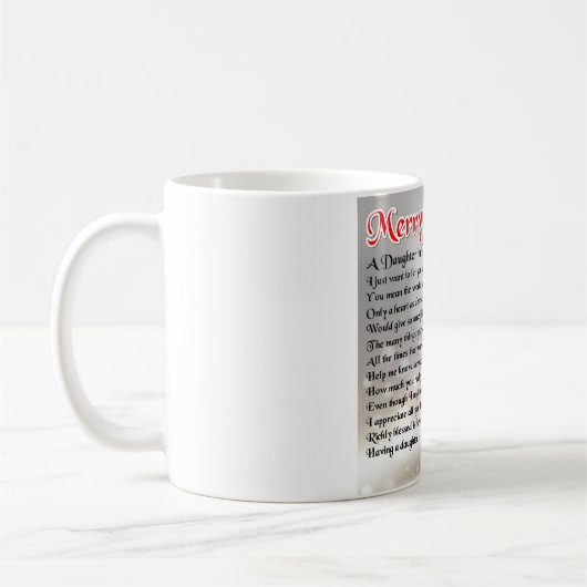 Dochter in rechtengedicht - kerstontwerp koffiemok (Links)