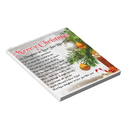 Dochter in rechtengedicht - kerstontwerp notitieblok (Schuin)