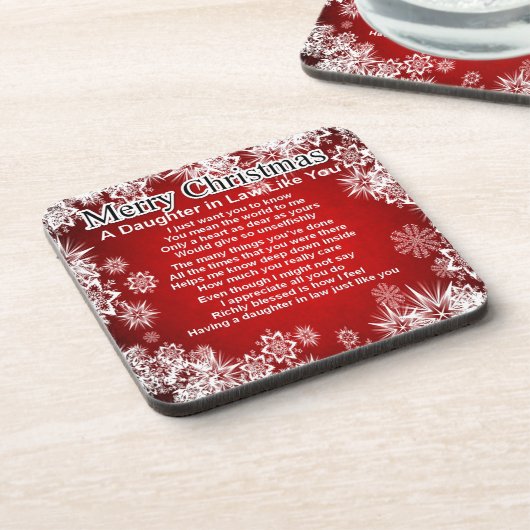 Dochter in rechtengedicht - kerstontwerp onderzetter (Linkerzijde)