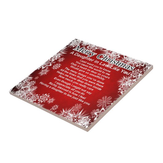 Dochter in rechtengedicht - kerstontwerp tegeltje (Zijkant)