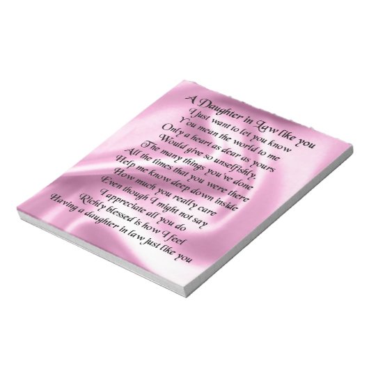 Dochter in rechtgedicht - Roze zijde Notitieblok (Linkerzijde)