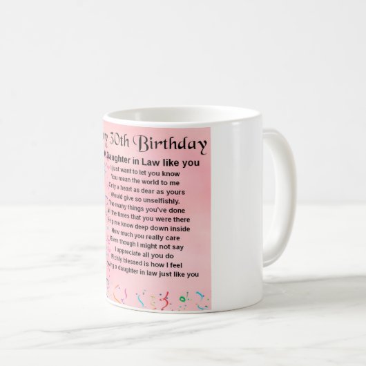 Dochter in rechtsgedicht - 30e verjaardag koffiemok (Voorkant rechts)
