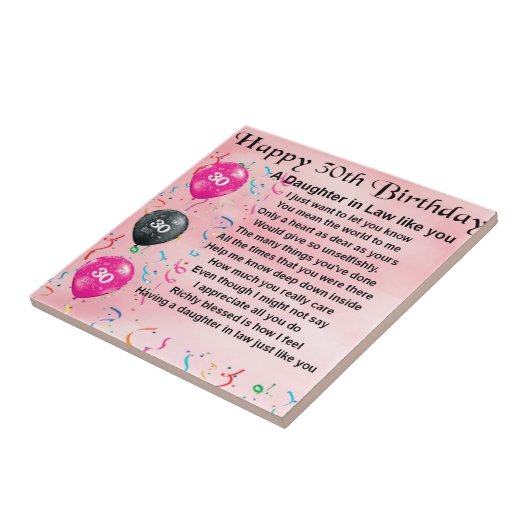 Dochter in rechtsgedicht - 30e verjaardag tegeltje (Zijkant)