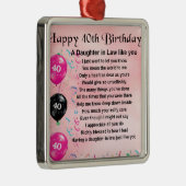 Dochter in rechtsgedicht - 40e verjaardag metalen ornament (Rechts)