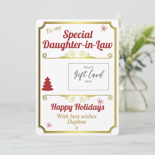 Dochter in Wet Kerst Gift Kaart Houder (Staand voorkant)