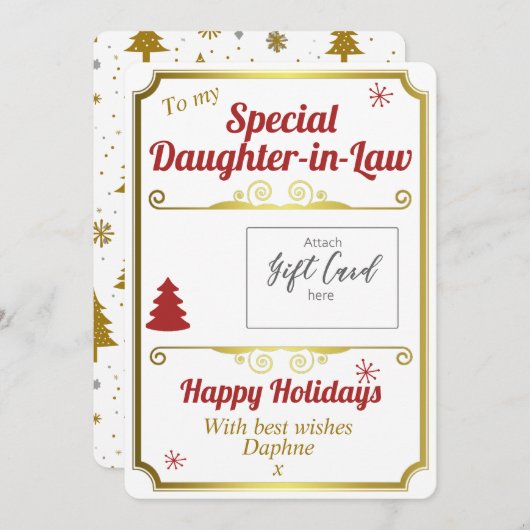 Dochter in Wet Kerst Gift Kaart Houder (Voorkant / Achterkant)