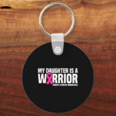 Dochter is een krijger roze lint borstkanker wet sleutelhanger (Voorkant)